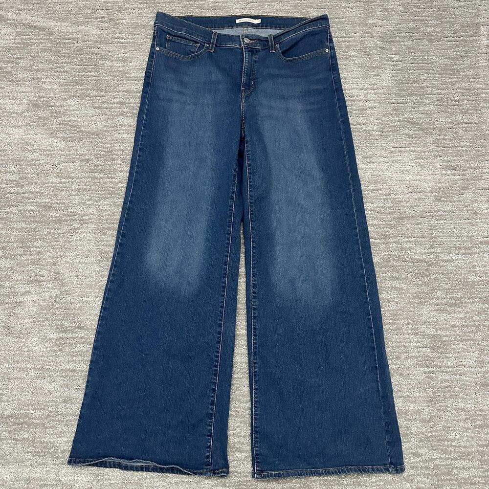 Levi's 318 Shaping Wide Leg Jeans Womens 32 Blue High Rise Stretch Denim Medium